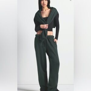 NWT SKIMS Cotton Fleece Classic Straight Leg Sweatpants in Spruce Green XS